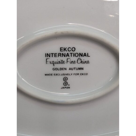 Ekco International Golden Autumn Double Pour Gravy Boat Attached Plate - Picture 11 of 11
